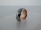 8mm POLISHED Silver* Tungsten Carbide Unisex Band with Rose Gold* Interior